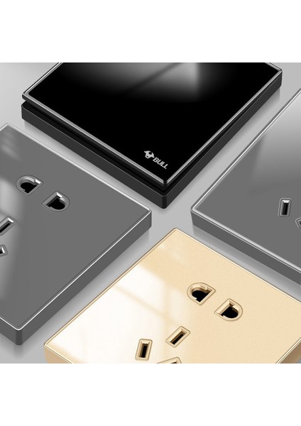 Boğa Anahtar Prizi 86 Tipi Gri Cam Panel Ayna Ev 16A Klima Bir Açık Beş Delikli Soket USB (Yurt Dışından)