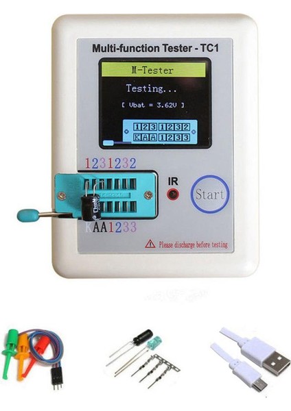 Çok Fonksiyonlu Transistör Test Cihazı Lcr-Tc1 Tam Renkli Grafik Ekran Pilli Tft Diyot Triyot Kapasite Ölçer (Yurt Dışından)