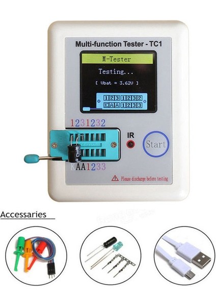 Çok Fonksiyonlu Transistör Test Cihazı Lcr-Tc1 Tam Renkli Grafik Ekran Pilli Tft Diyot Triyot Kapasite Ölçer (Yurt Dışından)
