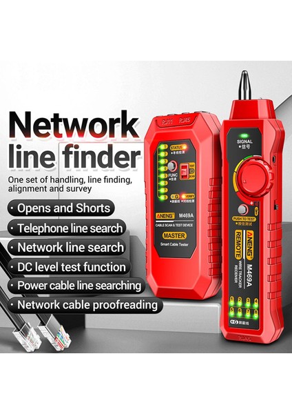 Aneng Çok Fonksiyonlu Ağ Hattı Bulucu M469A Akıllı Kablo Test Cihazı Tel Kablo Tarama Test Cihazı Telefon Hattı Arama Aracı (Yurt Dışından)