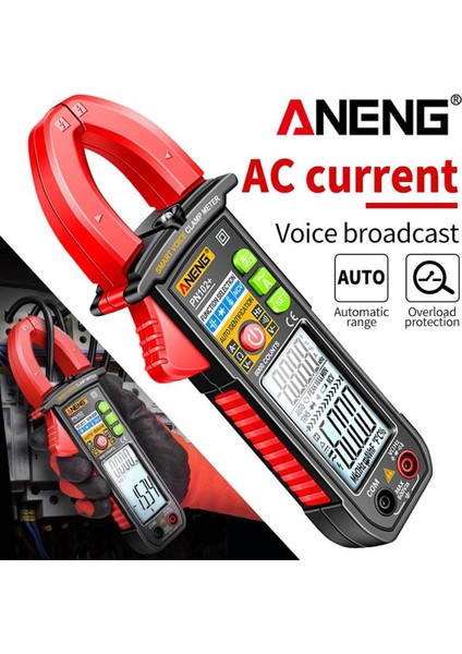 Temassız Sensörlü Kelepçe Multimetre, Ses Yayını Dijital Multitester, Dc/ac Akım Dc Gerilim Ölçer Voltmetre Direnç Kapasite Frekans Sıcaklık Buzzer Fenerli Diyot Test Cihazı (Yurt Dışından)