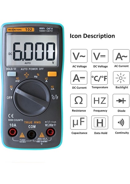 RM101 Dijital Multimetre 6000 Sayımlı Arka Işık (Yurt Dışından) indirimleri