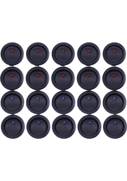 20 Adet 12V 20A Amper Açma/kapama/3 Poston Terminali Yuvarlak Rocker LED Geçiş Anahtarı Mavi ve Kırmızı (Yurt Dışından)