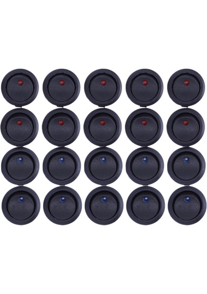 20 Adet 12V 20A Amper Açma/kapama/3 Poston Terminali Yuvarlak Rocker LED Geçiş Anahtarı Mavi ve Kırmızı (Yurt Dışından) fiyatları