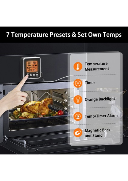 Pişirme Barbekü Fırını Termometresi-1 x Et Termometresi (Pilsiz)-Siyah (Yurt Dışından)