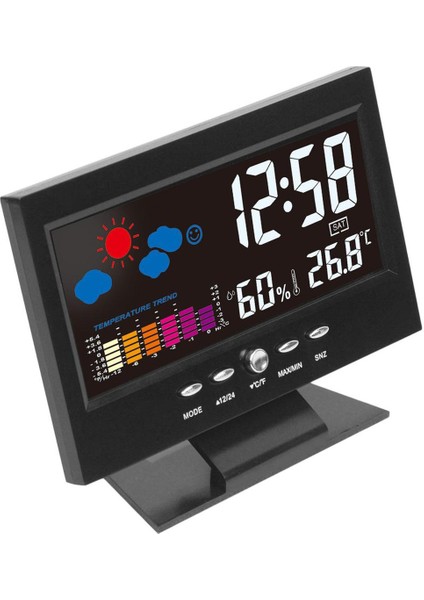 Elektronik Dijital Sıcaklık Nem Monitörü Saat Hava Durumu Saati - Siyah (Yurt Dışından)