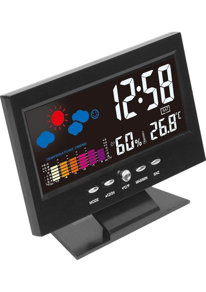 Elektronik Dijital Sıcaklık Nem Monitörü Saat Hava Durumu Saati - Siyah (Yurt Dışından) fiyatları