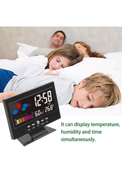 Elektronik Dijital Sıcaklık Nem Monitörü Saat Hava Durumu Saati - Siyah (Yurt Dışından) modelleri