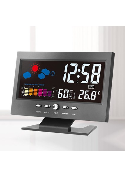 Elektronik Dijital Sıcaklık Nem Monitörü Saat Hava Durumu Saati - Siyah (Yurt Dışından) fırsatları