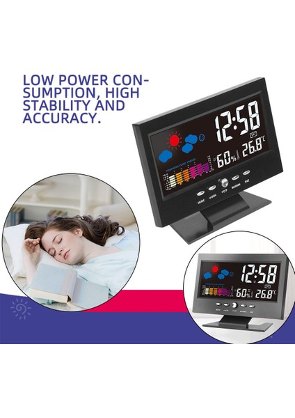 Elektronik Dijital Sıcaklık Nem Monitörü Saat Hava Durumu Saati - Siyah (Yurt Dışından) indirimleri
