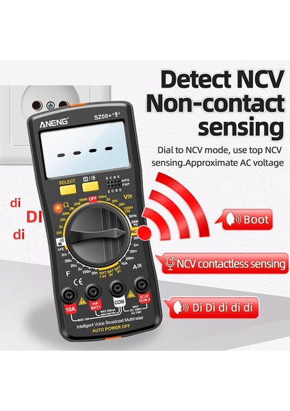 Aneng Dijital Multimetre Ses Yayını Ac/dc Akım Test Cihazı Profesyonel Multimetro Elektrikçi Hz Hfe Ohm Aracı SZ08+ (Yurt Dışından) modelleri