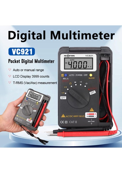 Akıllı Dijital Multimetre VC921 Mini LCD Ekran Multitester El Cep Votage Kapasite Direnci Frekans Test Cihazı Ampermetre Voltmetre Ohmmetre (Yurt Dışından)