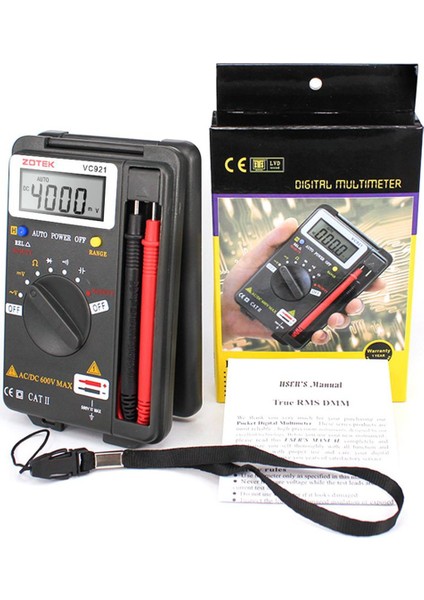 Ma Zotek VC921 Mini Taşınabilir Dijital Otomatik Ayarlamalı Multimetre Cep Multimetre-Siyah (Yurt Dışından)