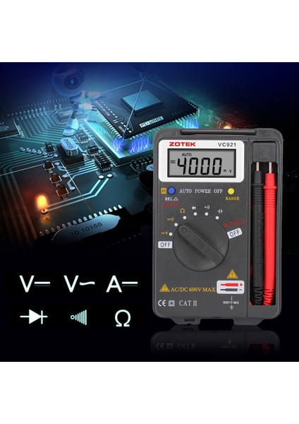 Ma Zotek VC921 Mini Taşınabilir Dijital Otomatik Ayarlamalı Multimetre Cep Multimetre-Siyah (Yurt Dışından)