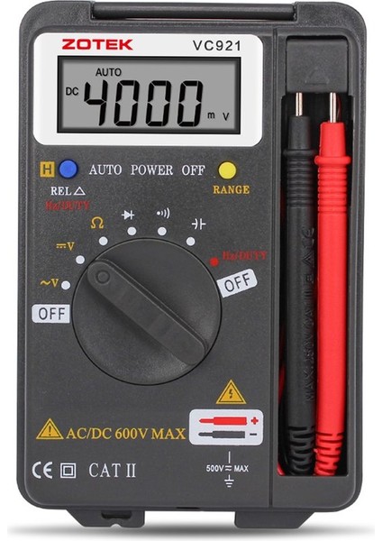 Ma Zotek VC921 Mini Taşınabilir Dijital Otomatik Ayarlamalı Multimetre Cep Multimetre-Siyah (Yurt Dışından)