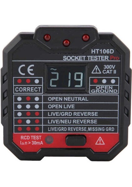 Elektrik Soketi Test Cihazı HT106D/HT106B/HT106E Çok Fonksiyonlu Şebeke Arıza Kontrol Aracı (Yurt Dışından)