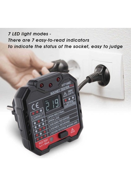 Elektrik Soketi Test Cihazı HT106D/HT106B/HT106E Çok Fonksiyonlu Şebeke Arıza Kontrol Aracı (Yurt Dışından) fiyatları