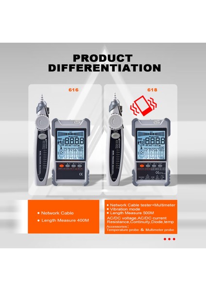 ET618 LCD Ekran Analogları ile Ağ Kablosu Test Cihazı Dijital Arama Poe Test Kablosu Tel Haritası Test Cihazı Kimlik Eşleme Aracı(A) (Yurt Dışından)