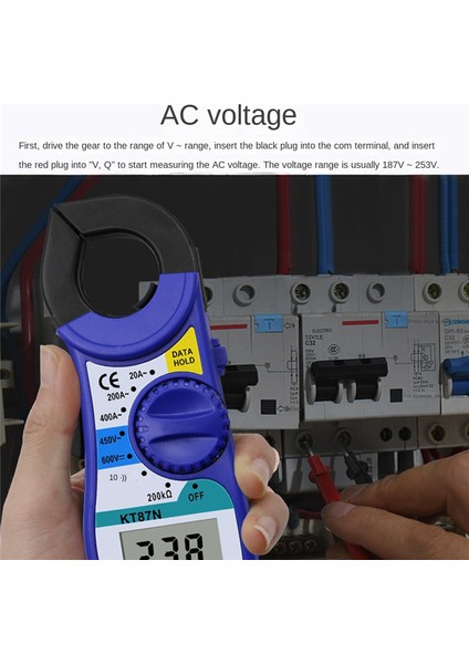KT87N Dijital Multimetre Amper Pens Metre Kerpeten Ac/dc Akım Gerilim Test Cihazı Frekans Sayacı Güç Ölçer Testi Dayanıklı Mavi (Yurt Dışından)