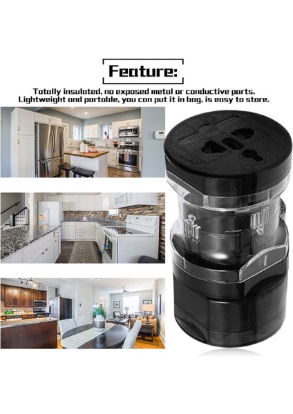 Profesyonel Evrensel Dünya Çapında Seyahat Şarj Cihazı Güç Adaptörü Soket Dönüştürücü - Siyah (Yurt Dışından) modelleri