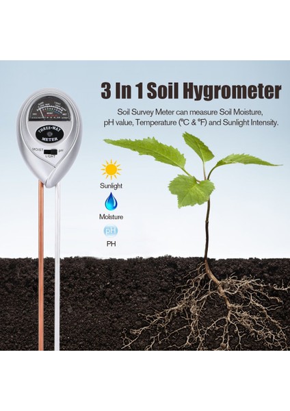 3'ü 1 Arada Toprak Higrometresi Toprak Termometresi Nem Ölçer ve Güneş Işığı Probu - Yeşil (Yurt Dışından) modelleri