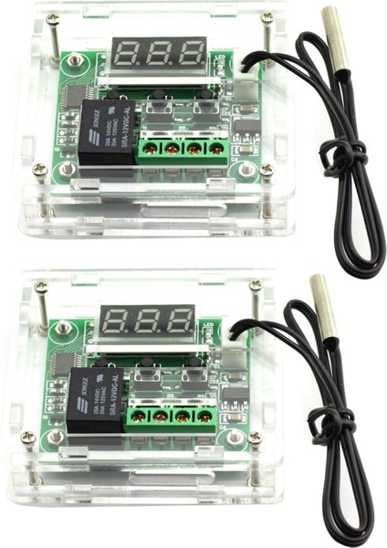 2x W1209 Dc 12V Termostat Sıcaklık Kontrol Anahtarı Termometre Kontrol Cihazı, Dijital LED Ekranlı, Kılıflı (Yurt Dışından)