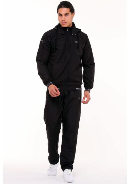 Siyah Erkek Yarım Balıkçı Yaka Tak Çıkar Kapüşonlu Micropoly Eşofman Takımı EDY2595S fiyatları