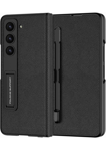Samsung Galaxy Z Fold 5 Kılıf Kalem Için Özel Bölmeli Koruma Siyah
