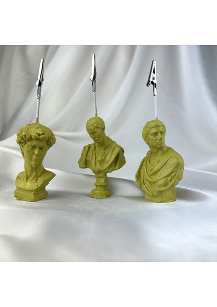 Küf Yeşili Michelangelo Brutus ve David Heykel 3'lü Not Tutucu Set Fotoğraf Tutucu