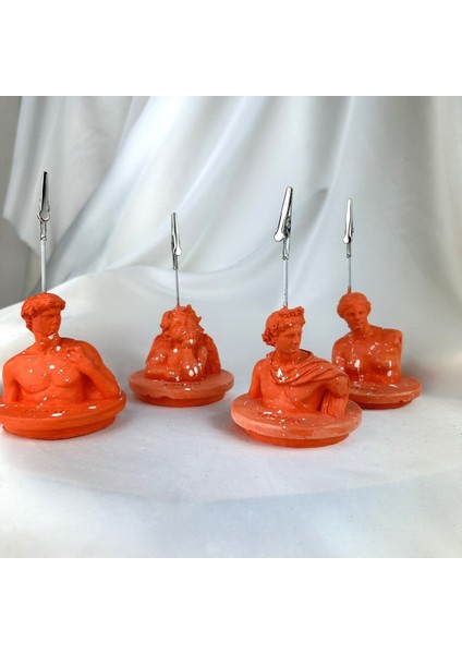 Turuncu David Cupid Melek Apollo ve Venus Kaideli Heykel Splash Not Tutucu 4'lü Set