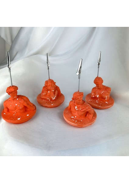 Turuncu David Cupid Melek Apollo ve Venus Kaideli Heykel Splash Not Tutucu 4'lü Set modelleri