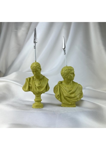 Küf Yeşili Michelangelo ve Brutus Heykel 2'li Not Tutucu Set Fotoğraf Tutucu