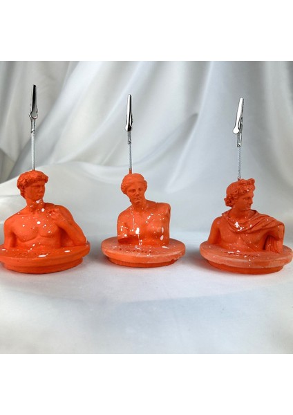 Turuncu Venus David ve Apollo Kaideli Heykel Splash Not Tutucu 3'lü Set Fotoğraf Tutucu