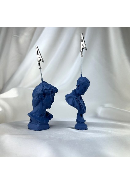 Gri Mavi Michelangelo ve David Heykel 2'li Not Tutucu Set