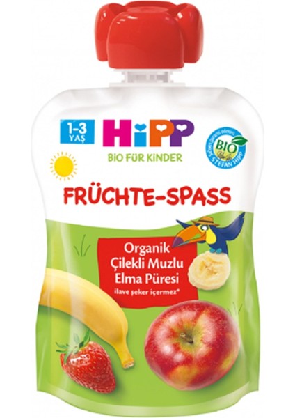 Organik Elmalı Muzlu Çilekli Meyveli Keyfi 90 gr