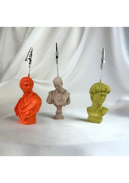 Brutus Michelangelo ve David Heykel 3'lü Not Tutucu Set Turuncu Krem Küf Yeşili