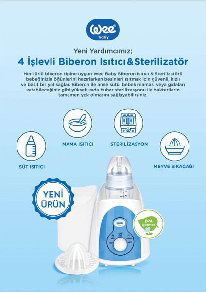 Wee Baby 4 İşlevli Biberon Isıtıcı & Sterilizatör