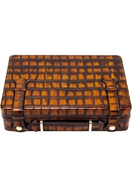 Croco Desen Seyahat Puro Kutusu Humidor Içi Sedir Kahve 18's