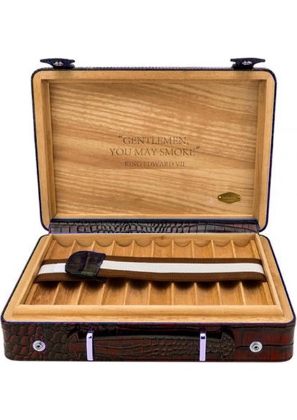 Croco Desen Seyahat Puro Kutusu Humidor Içi Sedir Kahve 18's