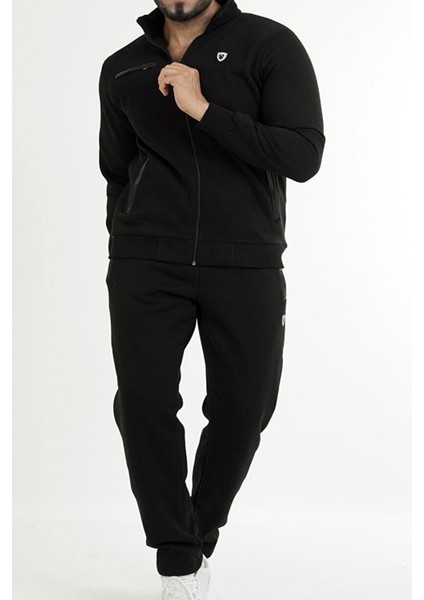 Siyah Erkek Önden Fermuarlı 3 Iplik Şardonlu Kışlık Büyük Beden Eşofman Takımı EDY201501B-SYH fiyatları