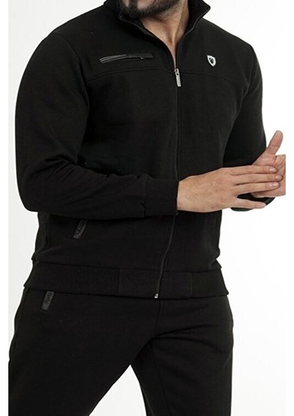 Siyah Erkek Önden Fermuarlı 3 Iplik Şardonlu Kışlık Büyük Beden Eşofman Takımı EDY201501B-SYH modelleri