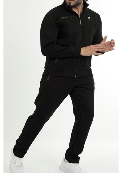 Siyah Erkek Önden Fermuarlı 3 Iplik Şardonlu Kışlık Büyük Beden Eşofman Takımı EDY201501B-SYH indirimleri