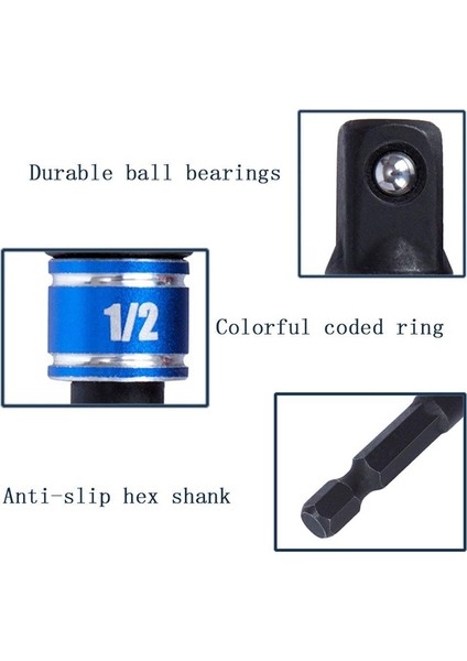 Darbe Sınıfı El Aletleri Sürücü Soketleri Adaptör Uzatma Seti, 3 Adet Hex Shank Matkap Somun Sürücü Ucu Seti + 105 Derece Sağ Açı Sürücü Uzatma Tornavida Matkap Aparatı (Yurt Dışından) fırsatları