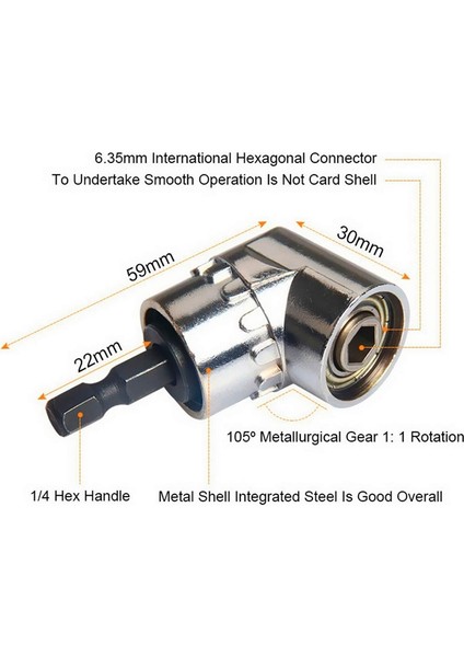 Darbe Sınıfı El Aletleri Sürücü Soketleri Adaptör Uzatma Seti, 3 Adet Hex Shank Matkap Somun Sürücü Ucu Seti + 105 Derece Sağ Açı Sürücü Uzatma Tornavida Matkap Aparatı (Yurt Dışından) indirimleri