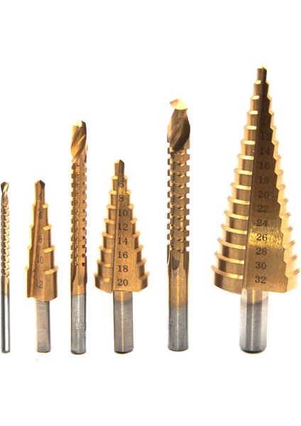 6 Adet/takım Hss Titanyum Matkap Ucu Sondaj Elektrikli El Aletleri Ahşap Delik Kesici Koni Matkap Podazz (Yurt Dışından) fiyatları