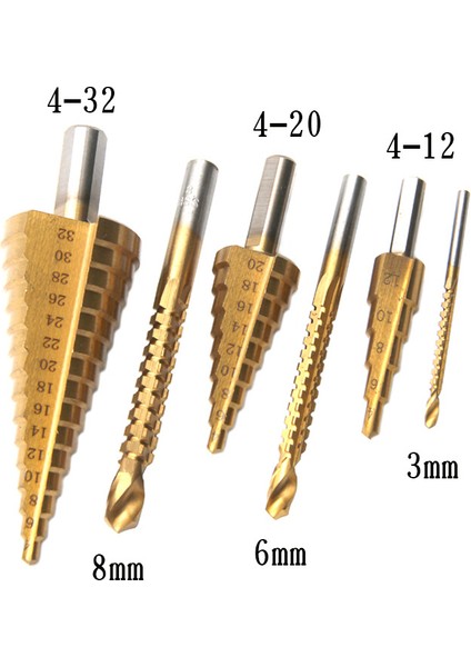 6 Adet/takım Hss Titanyum Matkap Ucu Sondaj Elektrikli El Aletleri Ahşap Delik Kesici Koni Matkap Podazz (Yurt Dışından) modelleri