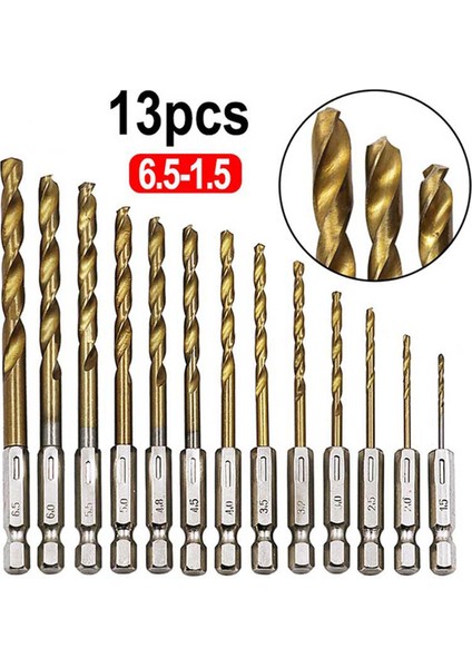 13 Adet 1/4 Hex Shank 1.5-6.5mm Matkap Uçları Hss Yüksek Hız Çelik Matkap Ucu Seti Aracı Podazz (Yurt Dışından)