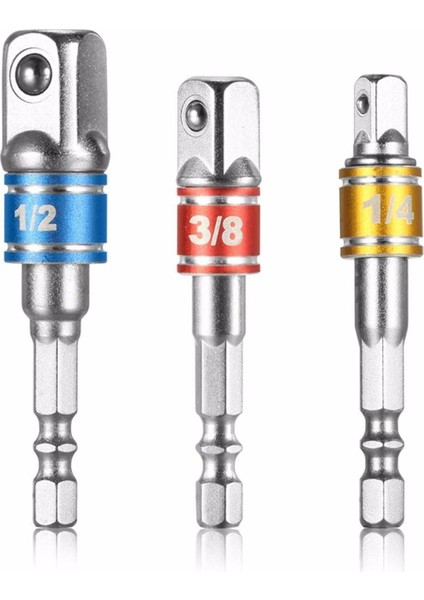 Takım/3 Adet Hex Matkap Güç Bit Soket Sürücü Adaptör Uzantısı 1/4 (Yurt Dışından)