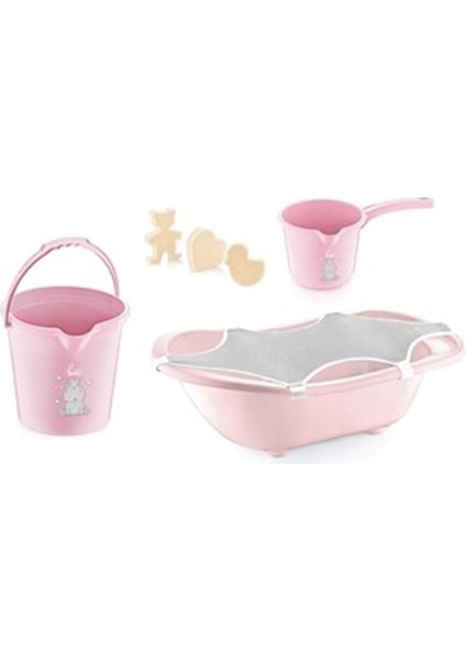 Bebek Banyo Seti 5 Parça Mat Pembe