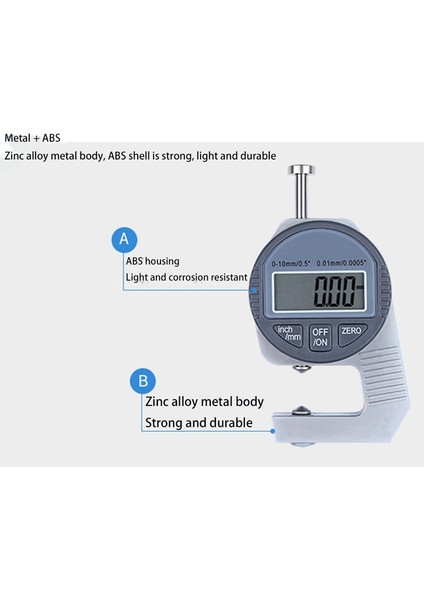 Dijital Kalınlık Ölçer Elektronik Kalınlık Ölçer Kağıt Kumaşın Kalınlığını Ölçmek Ince Metal Mikrometre 0.01MM (Yurt Dışından)